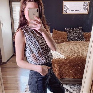 Anthropologie Maeve Check Plaid Embroidered Tank